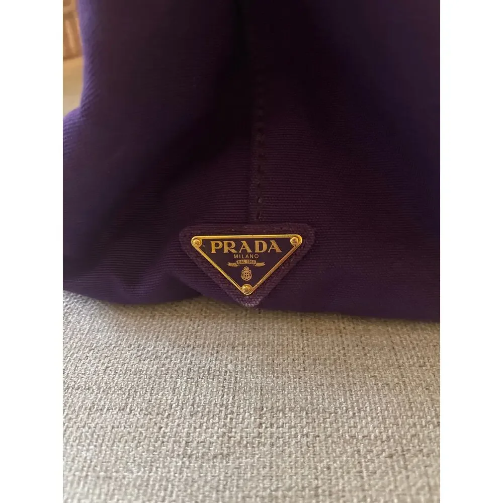 Large Prada Canapa Logo Tote in purple
